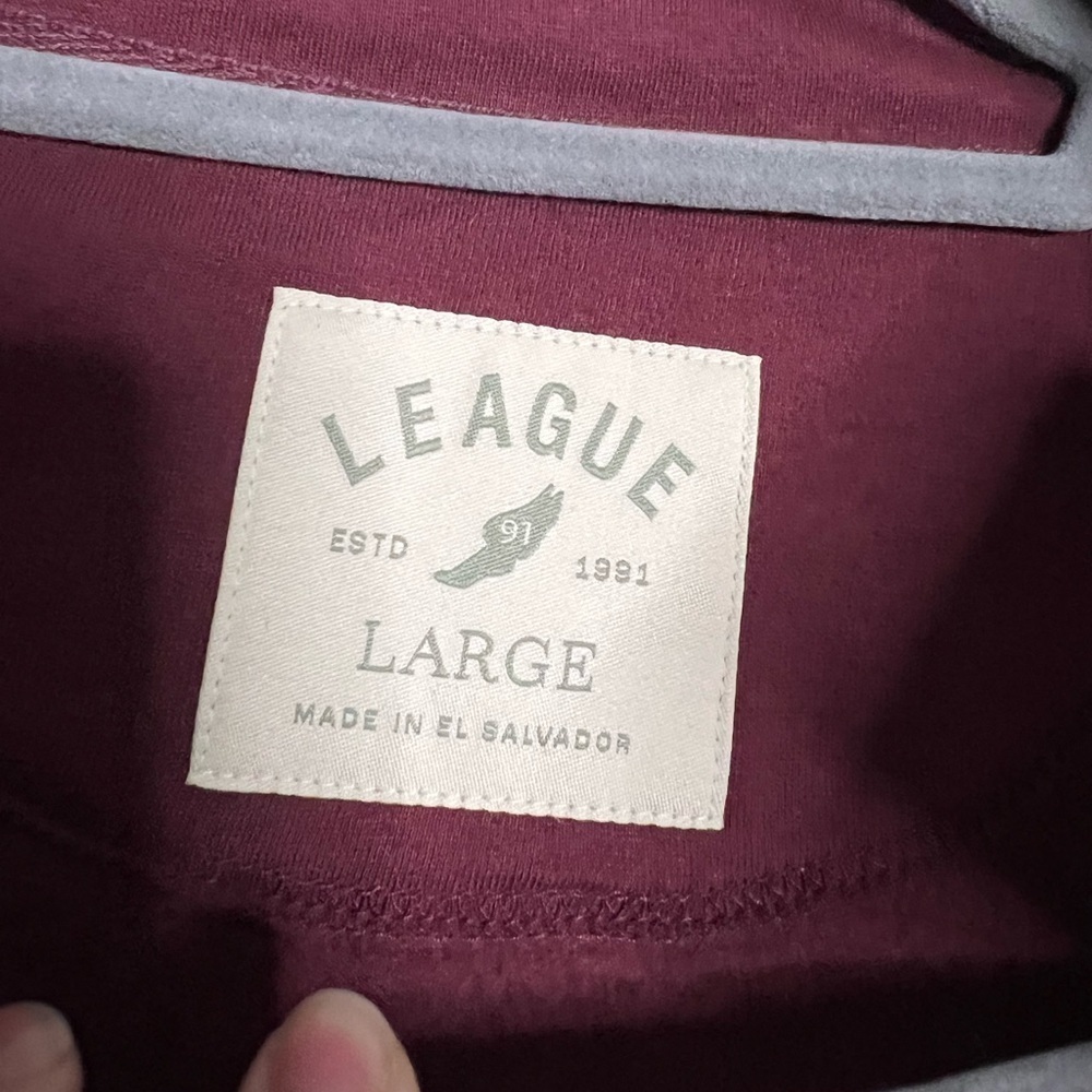 League Maroon Outerbanks Patch 3/4 Zip Up Sweater Large - Picture 3 of 11